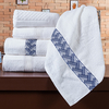 Jogo de toalha de banho Bordada com 5 peças - Branca e azul
