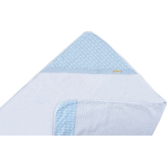 Toalha de banho para bebê com capuz 100% algodão - azul claro geométrico
