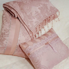 Kit decorativo rosa - xale decorativo peseira com cristais + almofadas