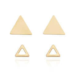 Duo de Brincos Geométrico Triângulo - Ouro 18k