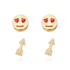 Duo de Brincos Emoji Apaixonado e Flecha - Ouro 18k