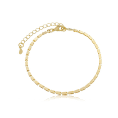 Pulseira Quadradinhos Chapinha Delicada - Banho Ouro 18k