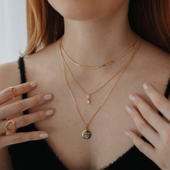 Colar Coração de Zircônia Pequeno - Banho Ouro 18k - comprar online