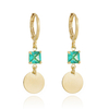 Brinco Argolinha com Zircônia Turmalina - Banho Ouro 18k