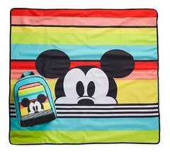 Disney Store Mickey Mouse Rainbow Mochila Escolar + Manta Lona Para Playa, Picnic, Múltiples Usos, Nueva En Stock!!