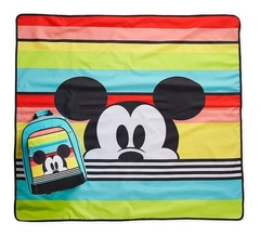 Disney Store Mickey Mouse Rainbow Mochila Escolar + Manta Lona Para Playa, Picnic, Múltiples Usos, Nueva En Stock!!