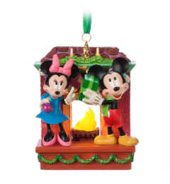 Disney Store Mickey & Minnie Mouse Adorno Navidad Con Luz