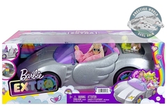 Barbie Extra Vehicle Sparkly Silver Car With Rolling Wheels