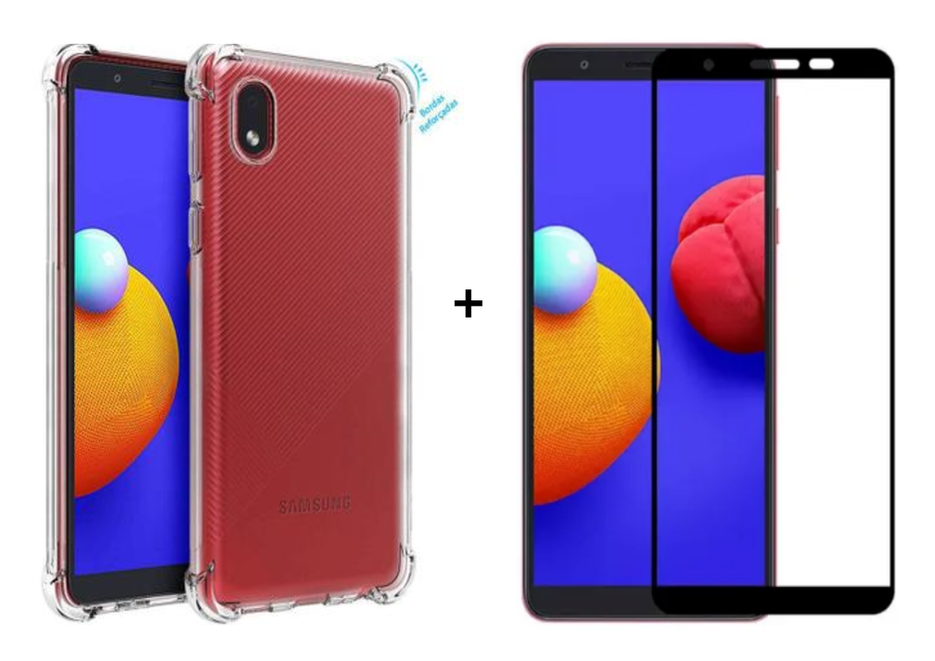 Kit Capa Anti Impacto Samsung Galaxy A01 Core +Película 3D Blindada