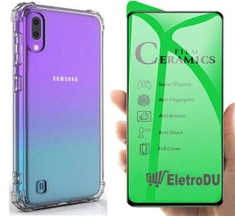 Kit Capa Anti Impacto Samsung Galaxy A10+Película Cerâmica 9D