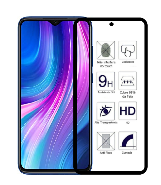 Kit Capa Anti Impacto Compatível Xiaomi Redmi Note 8 Pro +Película 3