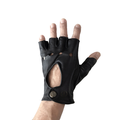 Guantes de conducción de cuero negro Mercedes Benz con broche - comprar online