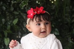 Tiara de Bebê Duo Flores Vermelhas - Dibabar | Babadores, Tiaras, Turbantes e Kits e Conjuntinhos