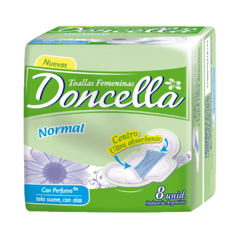 Doncella Toallas Femeninas Normal con Alas, con Perfume 8 Unidades