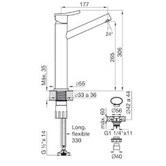 Grifería de Lavatorio Mesada Monocomando Tipo Vessel Alto Libby FV 181.02/39 Cromo - comprar online