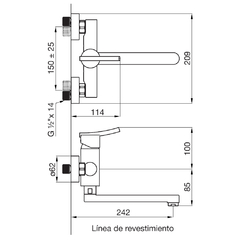 Grifería para Cocina Pared Monocomando Libby FV 406/39 Cromo - comprar online