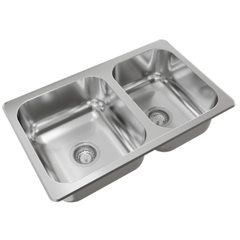 Bacha Pileta Doble 70,5 x 43,5 x 18,5 Acero Inoxidable 304 Johnson R 63/18 F