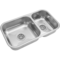 Bacha Pileta Doble 63,3 x 34 x 15 Acero Inoxidable 430 Johnson RR 37