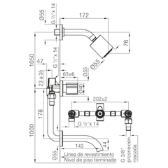Grifería de Ducha c/transferencia p/embutir Radal FV 103/C7 Cromo - comprar online