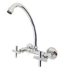 Grifería de Cocina Pared Exterior Pico J 16cm Aukan Cruz Aqualaf 69007CR Cromo