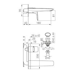 Griferia de Lavatorio Pared Monocomando Epuyen FV 206/L2 Cromo - comprar online