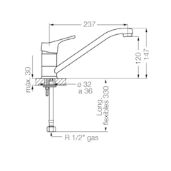 Grifería Monocomando de Cocina Mesada Flow FV 411.01/B3CR Cromo - comprar online