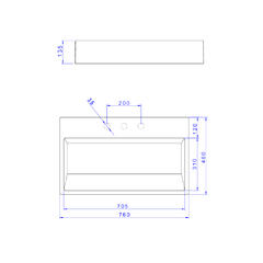 Bacha de Apoyo Mesada Rectangular 1 o 3 Agujeros Blanco Loza Deca L88 - comprar online