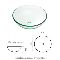 Bacha De Apoyo Redonda Vidrio Transparente Baño ø42 x 15 cm. Pringles San Luis 01/00/700 - comprar online