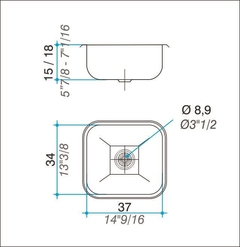 Bacha Pileta Simple 37 x 34 x 15 Acero Inoxidable 430 Johnson EE 37 - comprar online