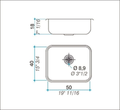 Bacha Pileta Simple 50 x 40 x 18 Acero Inoxidable 304 Johnson E 50/18 - comprar online