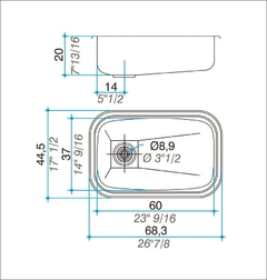 Bacha Pileta Simple 68,3 x 44,5 x 20 Acero Inoxidable 304 Johnson E 60 A - comprar online