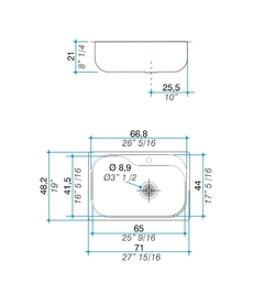 Bacha Pileta Simple 71 x 48,2 x 21 Acero Inoxidable 304 Satinado Johnson Luxor SI71 STA en internet