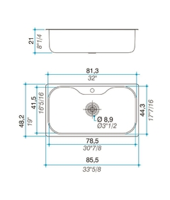 Bacha Pileta Simple 85,5 x 48,2 x 21 Acero Inoxidable 304 Johnson Luxor SI85 A en internet