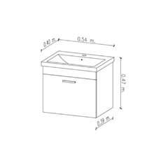 Vanitory de colgar 54cm c/bacha 1 o 3 agujeros Lyon Blanco Amube 6461 - Rio Plomo