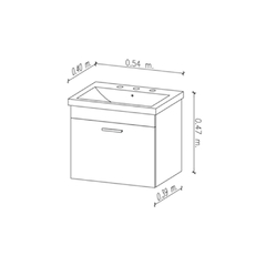 Vanitory de colgar 54cm c/bacha 1 o 3 agujeros Lyon Blanco Amube 6461 - comprar online