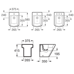 Bidet Blanco Loza 1 o 3 agujeros Roca Hall - tienda online