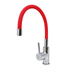 Grifería Monocomando de Cocina Mesada Flex Rojo Aqualaf 59005/RO Cromo