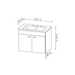 Vanitory de colgar 62cm c/bacha 1 o 3 agujeros Niza Blanco Amube 6459/6455 - comprar online