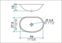 Bacha Pileta Simple Vanitory 44 x 27,5 x 13 Acero Inoxidable 304 Johnson OV 440L - comprar online