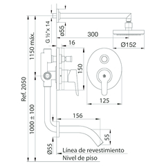 Grifería de Ducha c/transferencia p/embutir Monocomando Puelo FV 106/B5 Cromo - comprar online
