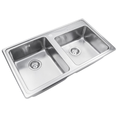 Bacha Pileta Doble 85,8 x 48,2 x 17,5 Acero Inoxidable 304 Johnson Quadra Q085 A