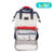Mochila Maternidade Branco/Azul/Vermelho Couro Ecológico - Programa Supera