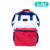 Mochila Maternidade Branco/Azul/Vermelho Couro Ecológico