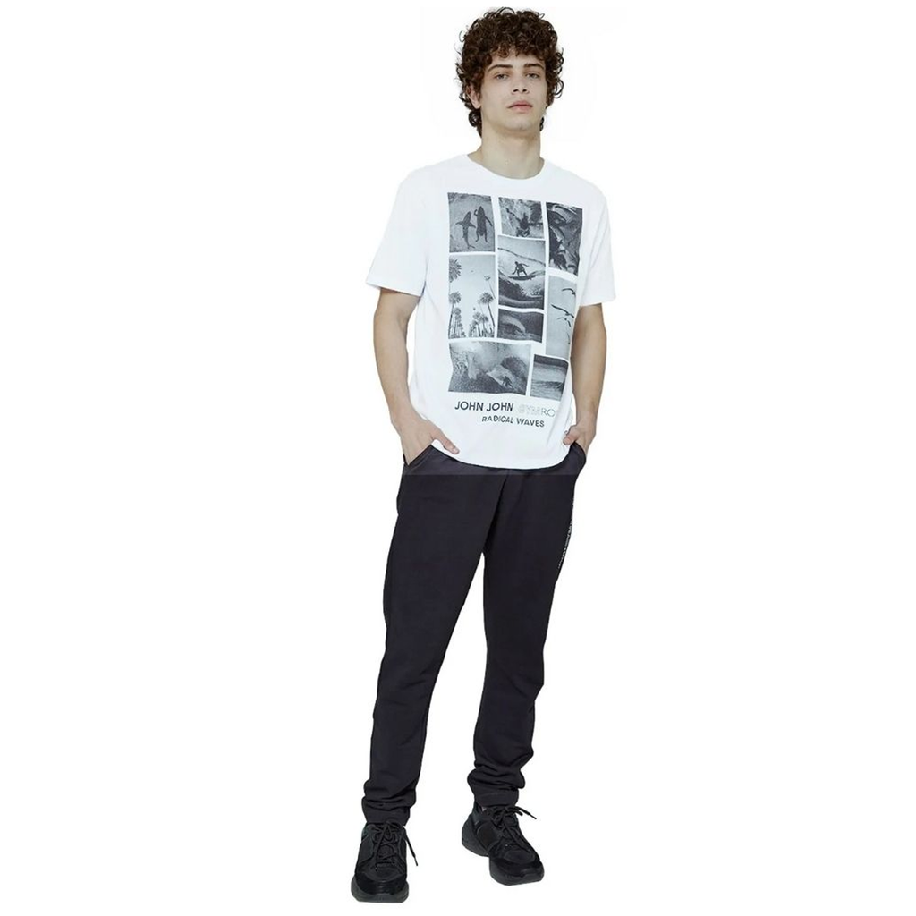 Camiseta John John Reta Estampada Branca - Compre Agora