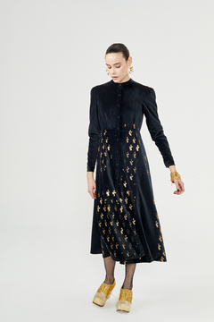 Vestido Ceibo Terciopelo y Estampa A Mano - Pre Order - tienda online