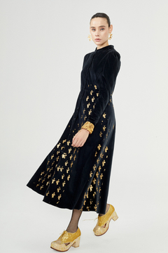 Vestido Ceibo Terciopelo y Estampa A Mano - Pre Order - comprar online