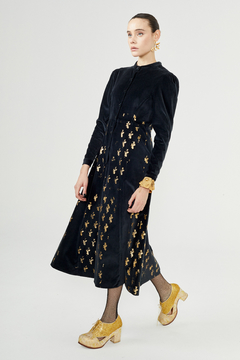 Vestido Ceibo Terciopelo y Estampa A Mano - Pre Order - comprar online