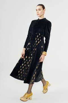 Vestido Ceibo Terciopelo y Estampa A Mano - Pre Order