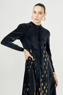 Vestido Ceibo Terciopelo y Estampa A Mano - Pre Order - tienda online