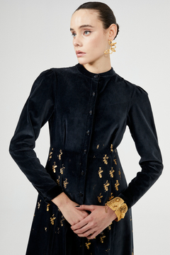 Vestido Ceibo Terciopelo y Estampa A Mano - Pre Order - tienda online
